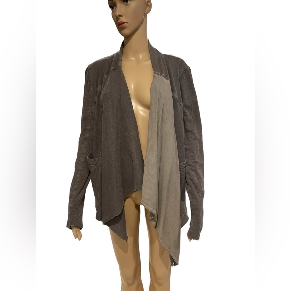 Saturday Sunday Cardigan Brown Mixed Media Waterfall Boho Open